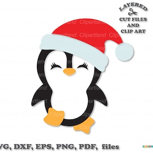 INSTANT Download. Personal and commercial use is included! Christmas penguin girl svg, dxf cut files and clip art. Pg_7.