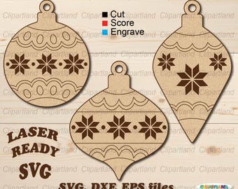 Christmas Ornament SVG Bundle, Laser Cut Paint Kit (Digital Download)
