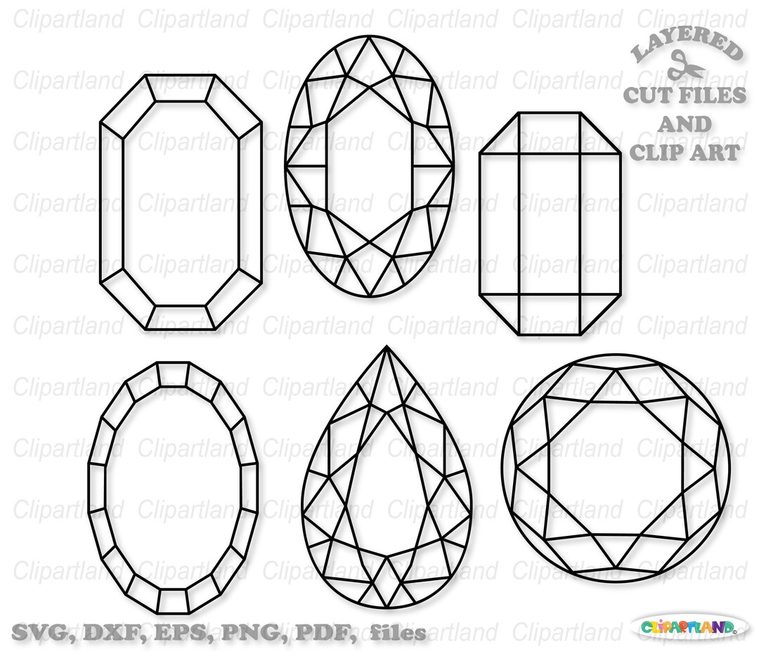 Crystal Rhinestone Shapes SVG, PNG, PDF Cut Files (commercial Use) - Etsy