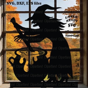 INSTANT Download. Halloween  witch witch brews a potion door hanger svg cut files for laser. W_2.