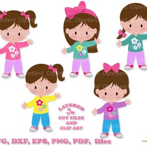 Download instantâneo. Arquivo de corte de menina fofa e clip art svg. Licença comercial incluída! G_11.