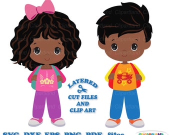 School Kids Clipart, SVG Cut File (Digital Download)