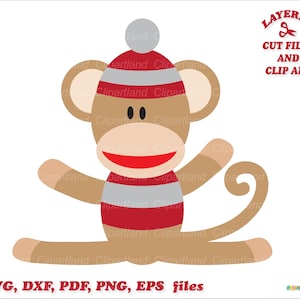 Download INSTANTÂNEO. Arquivo de corte SVG de um macaco de meia fofo. Uso pessoal e comercial. M_3.