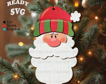 INSTANT Download. Christmas ornament Santa Claus face  svg cut file for laser. S_1.