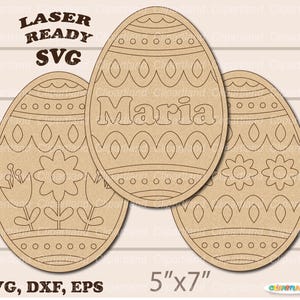 Descarga INMEDIATA. Kit de pintura con nombre SVG. Juego de huevos de Pascua para colorear. Archivo de corte SVG de una sola línea para láser. E_24.