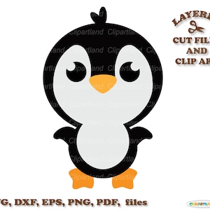 Téléchargement instantané. Fichier de coupe mignon petit pingouin svg et clipart. Usage personnel et commercial. P_30.