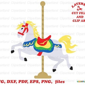 SOFORTIGER Download. Niedliche Karussell Pferde svg, dxf Schnitt Dateien und Clip Art. C_9.