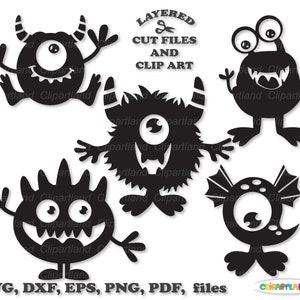 Téléchargement instantané. Fichiers de coupe Halloween Monsters svg et clipart. Usage personnel et commercial. M_64.