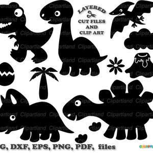 すぐにダウンロードできます。かわいい赤ちゃん恐竜のシルエット SVG カット ファイルとクリップ アート。商用ライセンスが含まれています! D_20。