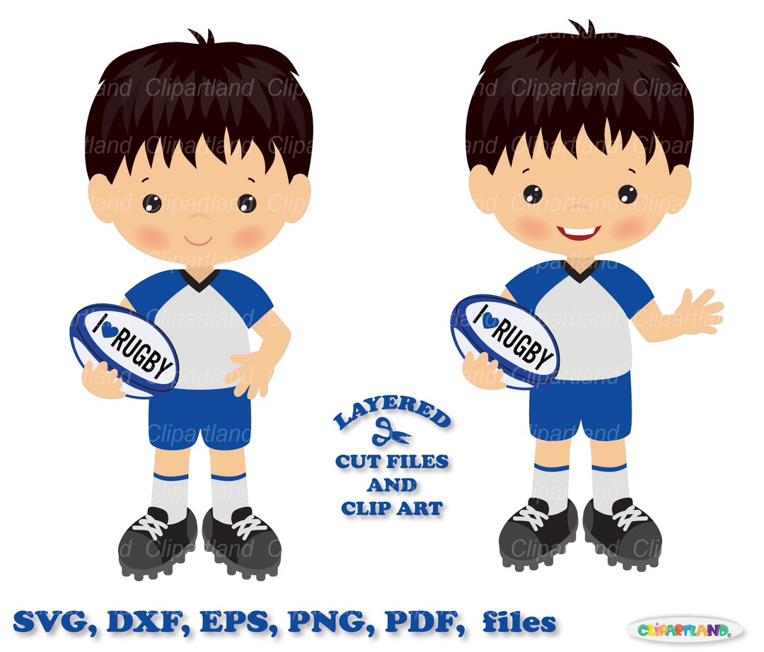 INSTANT Download. Cute Rugby Player Boy Svg Cut Files and Clip Art