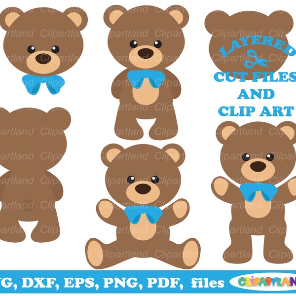 INSTANT Download. Cute Teddy bear boy cut files and clip art. Commercial license is included up to 500 uses! B_19.