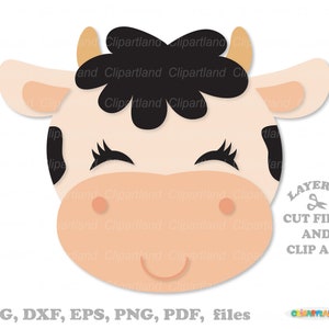 Descarga instantánea. Archivo de corte svg de cara de vaca y clip art. ¡La licencia comercial está incluida! C_2.