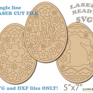 SOFORTIGER Download. SVG Paint Kit. Frohe Ostern DIY Färbung Ostereier Set. Single Line SVG-Schnittdatei für den Laser. E_39.