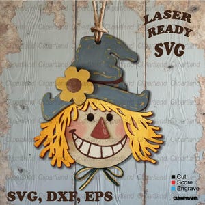INSTANT Download. Cute primitive style scarecrow door hanger svg cut file for laser . Personal and commercial use. S_7.