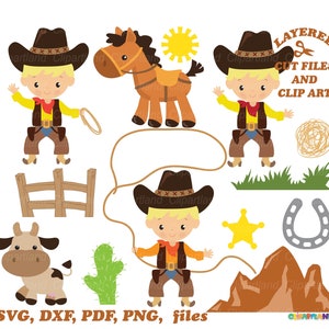 SOFORTIGER Download. Kleiner Cowboy als Schnittdatei und ClipArt. Persönliche und kommerzielle Nutzung. C_25.