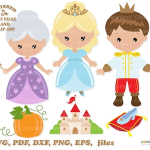Téléchargement instantané. Svg de conte de fées de Cendrillon mignon coupe fichier et clipart. La licence commerciale est incluse ! C_1.