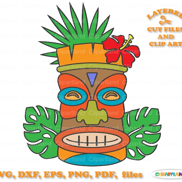 INSTANT Download. Tiki mask svg cut file and clip art. Commercial license is included ! Tm_2.