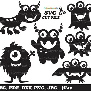 SOFORTIGER Download. Niedliche Monster Silhouette svg Schnittdatei und Clip Art. M_40. Persönliche und kommerzielle Nutzung.