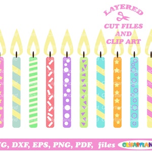 SOFORTIGER Download. Kommerzielle Lizenz ist enthalten! Bunte Geburtstagskerzen bündeln ausgeschnittene Dateien und ClipArt. Bc_1.