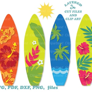 Download IMMEDIATO. File di taglio svg del pacchetto di tavole da surf. Uso personale e commerciale. S_1.