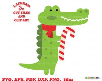 Christmas Crocodile SVG, Cute Clip Art (Digital Download)