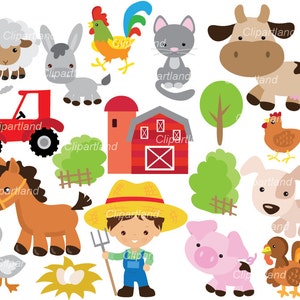 INSTANT Download.  Farm animals clip art. CF_68_farm. Personal and commercial use.