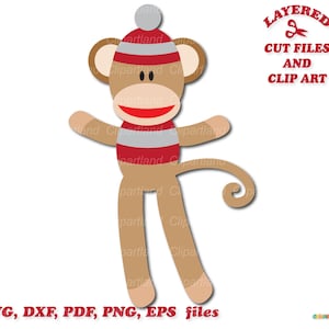 Download INSTANTÂNEO. Arquivo de corte svg de macaco de meia fofo. Uso pessoal e comercial. M_1.