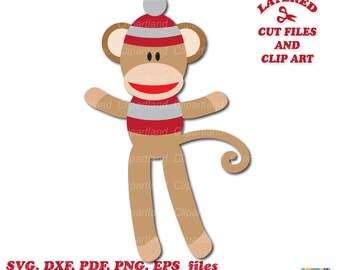 Sock Monkey SVG Cut File, Clipart (Digital Download)