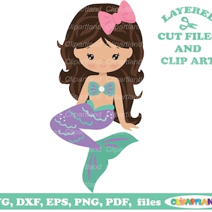 Téléchargement instantané. La licence commerciale est incluse jusqu'à 500 utilisations ! Fichier de coupe svg mignon sirène et clipart. M_23.
