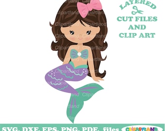 Cute Mermaid SVG Cut File & Clipart (Commercial Use)