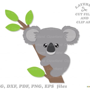 Download instantâneo. Coala fofo subindo na árvore arquivo de corte svg e clipart. Uso pessoal e comercial. K_1.