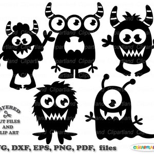 SOFORTIGER Download. Niedliche kleine Monster Silhouette svg Schnittdatei und Clip Art. Kommerzielle Lizenz ist inbegriffen ! M_52.
