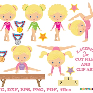 INSTANT Download. Cute gymnastics.  Girl gymnast svg cut file and clip art. Commercial license is included ! G_53.