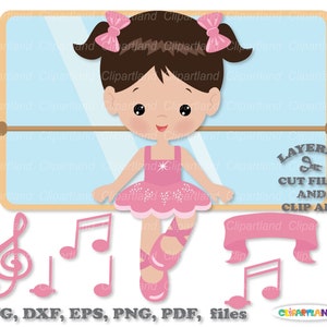 Directe download. Schattige kleine ballerina meisje SVG gesneden bestand en illustraties. Commerciële licentie is inbegrepen! B_1.