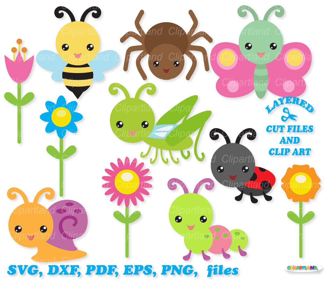 Cute Insects SVG Cut File, Clipart, Commercial Use (digital Download ...