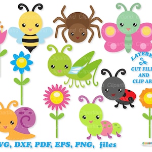 Download instantâneo. Arquivo de corte SVG de insetos fofos para Cricut, Silhouette e clip art. Licença comercial incluída! Eu_5.