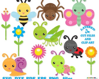 INSTANT Download. Cute insects svg cut file for Cricut, Silhouette and clip art. Commercial license is included! I_5.