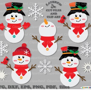 INSTANT Download. Cute Christmas snowman svg cut files. Personal and commercial use. S_27.