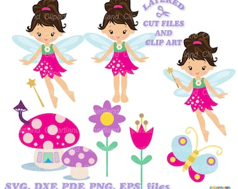 Garden Fairy Girl Clipart & Cut File (svg, pdf, png, eps, dxf)