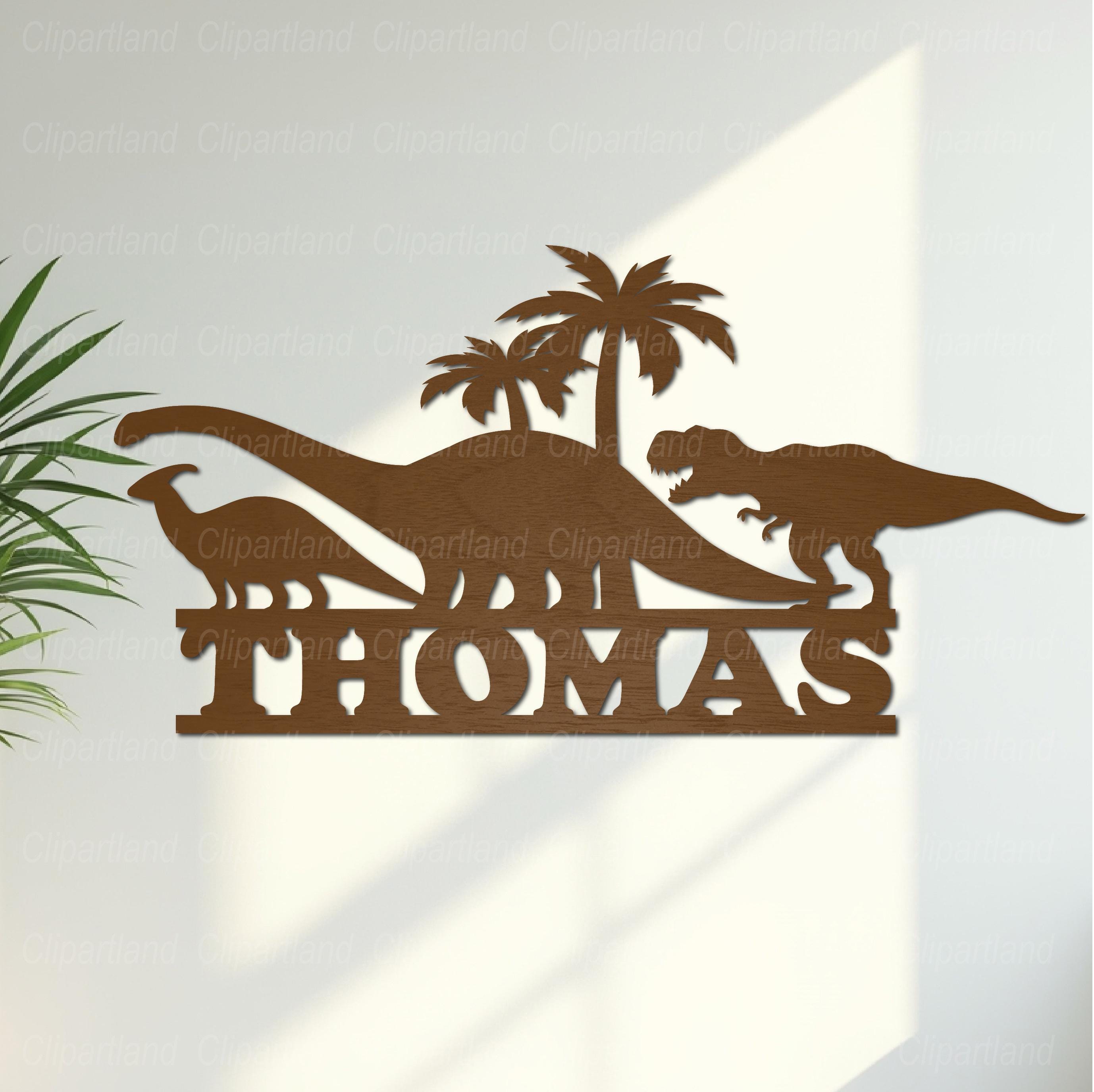 Dinosaur Name Sign SVG: Laser Ready Personalized Door Art (digital ...