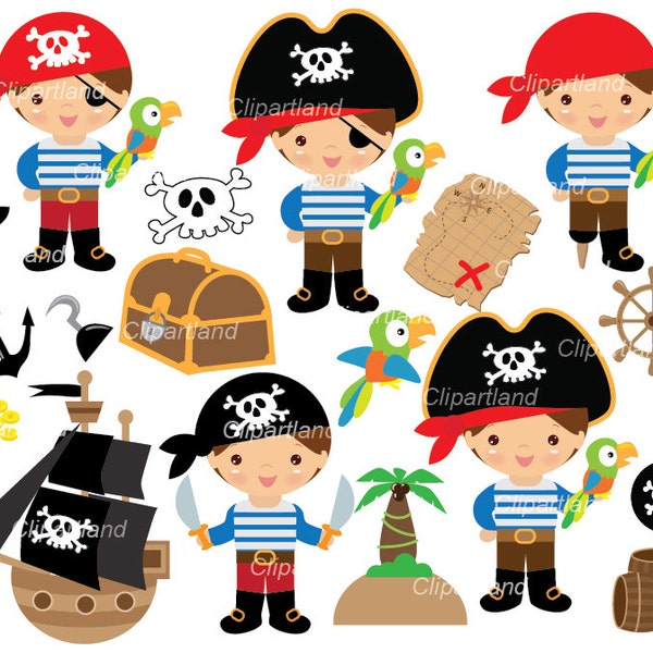 Téléchargement instantané. Clipart de pirates. CP_60_Pirate_boy. Usage personnel et commercial.