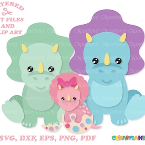 SOFORTIGER Download. Süße Dinosaurier-Familie SVG-Schnittdatei und ClipArt. Df_1. Persönliche und kommerzielle Nutzung.