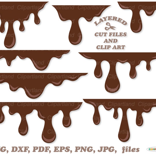 INSTANT Download. Liquid chocolate dripping border vector cartoon illustration. Db_3. Personal and commercial use.