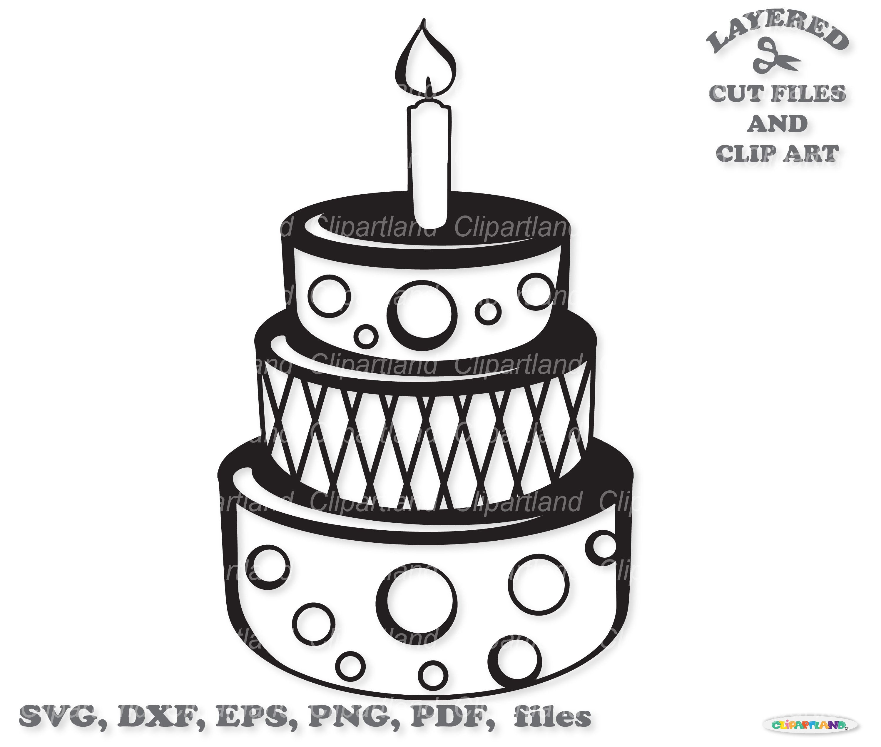 Birthday Cake Black And White Clip Art