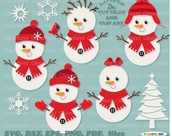 Leuke kerstsneeuwpop gesneden SVG-bestanden (digitale download)