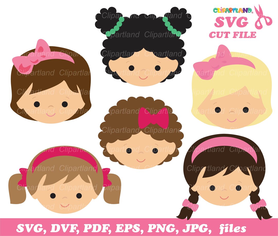 INSTANT Download. Girl Hairstyles Clipart. Girl Faces Clip Art. Svg Cut