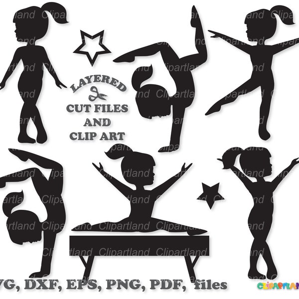 INSTANT Download. Gymnastics silhouette clip art. Svg cut files. Cgym_22. Personal and commercial use.