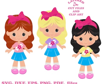 INSTANT Download. Cute girl svg cut files and clip art. Personal and commercial use. G_31.
