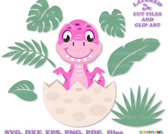 INSTANT Download. T rex svg. Cute sitting in egg baby dinosaur svg cut file and clip art. Commercial license is included! D_48.