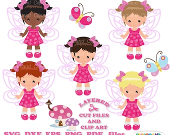 Cute Girl Fairy Clipart SVG: Commercial License (Digital Download)